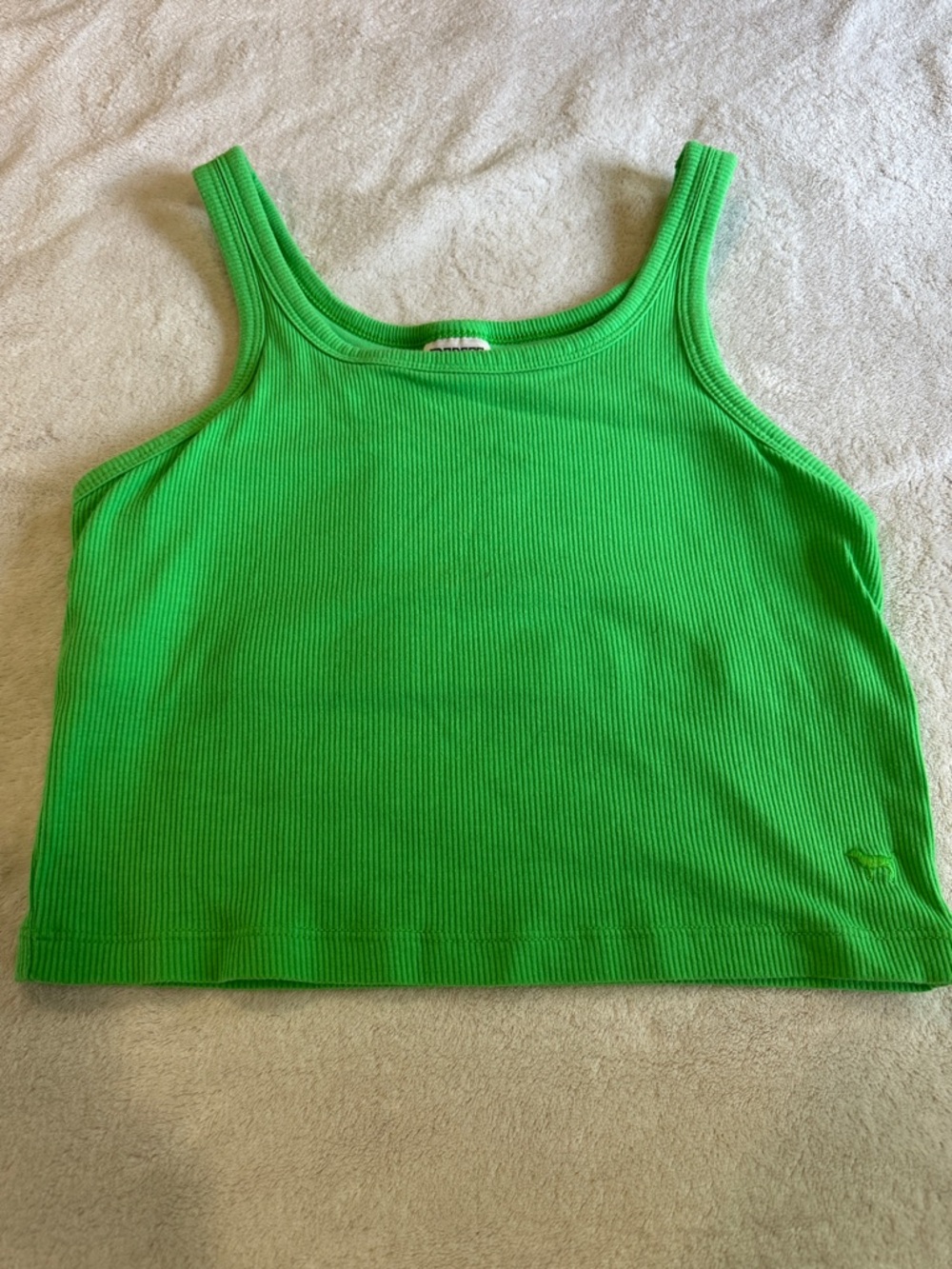 Bright Green Ribbed crop Tank Top - size small